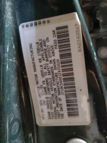 1Y1SK54881Z435826 - 2001 CHEVROLET GEO PRIZM BASE GREEN photo 12