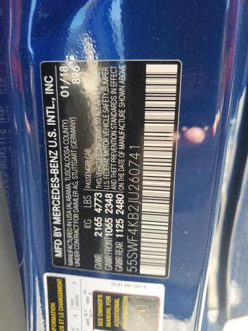 55SWF4KB2JU260741 - 2018 MERCEDES-BENZ C 300 4MATIC BLUE photo 12