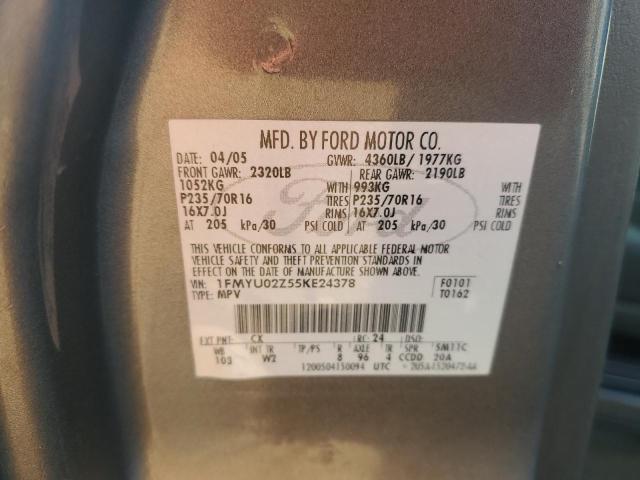 1FMYU02Z55KE24378 - 2005 FORD ESCAPE XLS GRAY photo 13