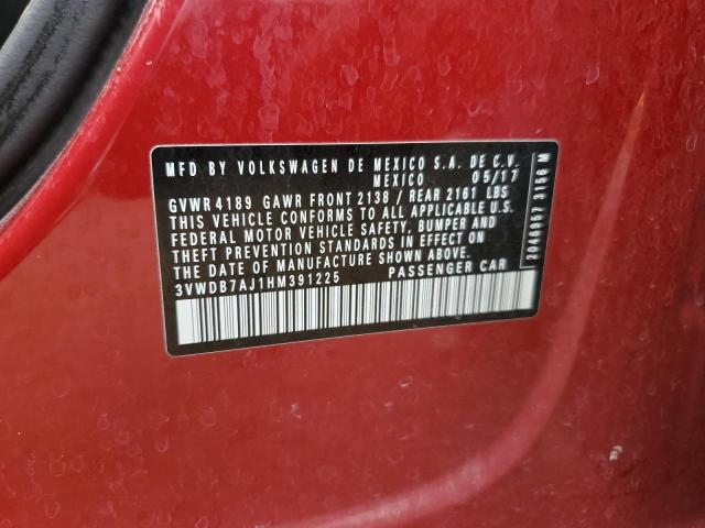 3VWDB7AJ1HM391225 - 2017 VOLKSWAGEN JETTA SE RED photo 12