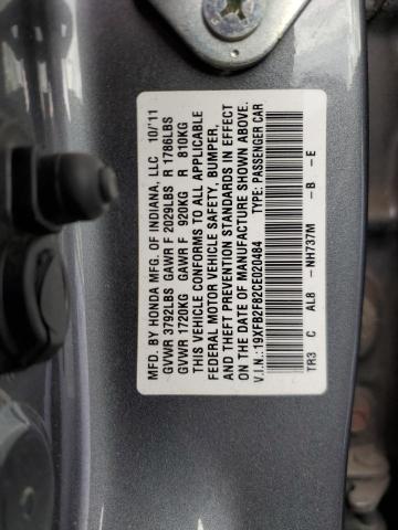 19XFB2F82CE020484 - 2012 HONDA CIVIC EX CHARCOAL photo 12