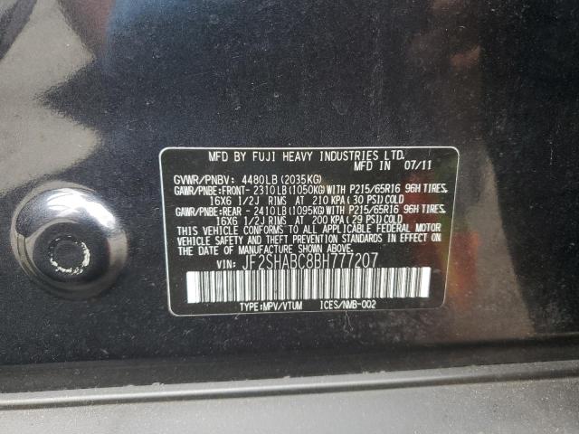 JF2SHABC8BH777207 - 2011 SUBARU FORESTER 2.5X შავი ფოტო 13