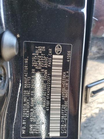 4T1BF1FK4DU223271 - 2013 TOYOTA CAMRY L BLACK photo 13