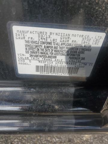 3N1AB7AP2DL692339 - 2013 NISSAN SENTRA S BLACK photo 12