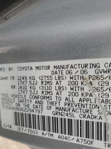 5TEUU42N36Z294797 - 2006 TOYOTA TACOMA ACCESS CAB Күміс фото 12