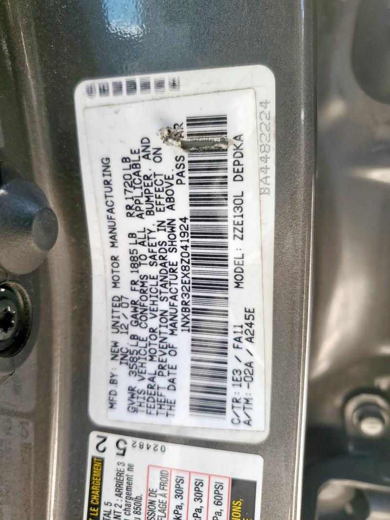 1NXBR32EX8Z041924 - 2008 TOYOTA COROLLA CE GRAY photo 13