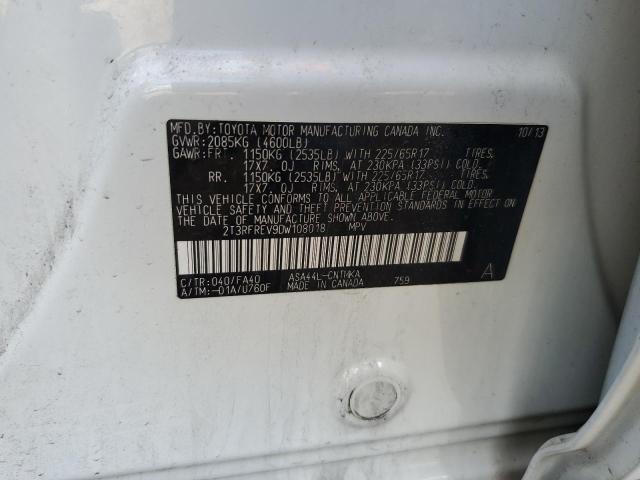 2T3RFREV9DW108018 - 2013 TOYOTA RAV4 XLE WHITE photo 12