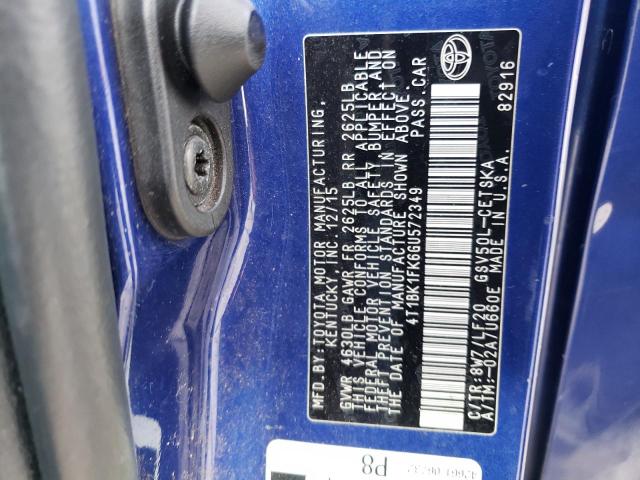 4T1BK1FK6GU572349 - 2016 TOYOTA CAMRY XSE BLUE photo 12