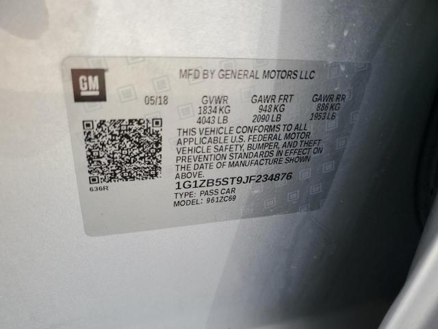 1G1ZB5ST9JF234876 - 2018 CHEVROLET MALIBU LS ვერცხლისფერი ფოტო 12