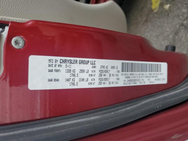 2A4RR8DG9BR745223 - 2011 CHRYSLER TOWN & COU TOURING L BURGUNDY photo 13