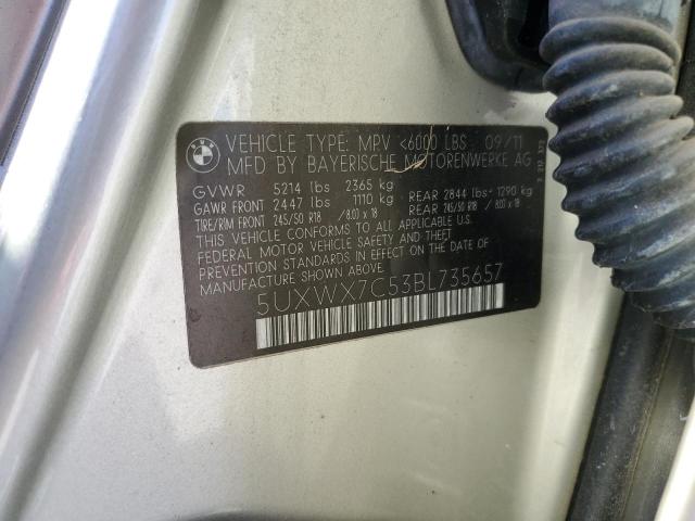 5UXWX7C53BL735657 - 2011 BMW X3 XDRIVE35I GOLD photo 13