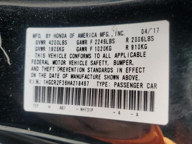 1HGCR2F36HA218497 - 2017 HONDA ACCORD LX Siyah fotoğraf 12