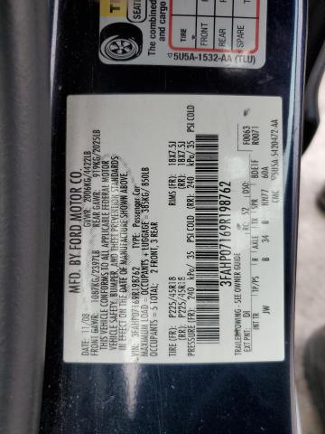 3FAHP07169R198762 - 2009 FORD FUSION SE BLUE photo 12