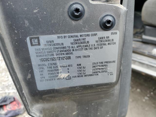 1GCEC19Z07Z105308 - 2007 CHEVROLET SILVERADO C1500 CLASSIC GRAY photo 12