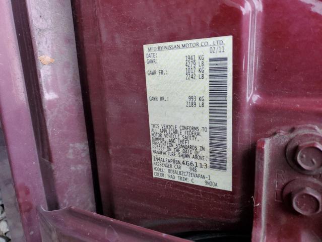 1N4AL2AP8BN466113 - 2011 NISSAN ALTIMA BASE Բորդո լուսանկար 12