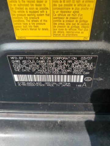 JTHCE96S170007480 - 2007 LEXUS GS 350 Boz foto 12