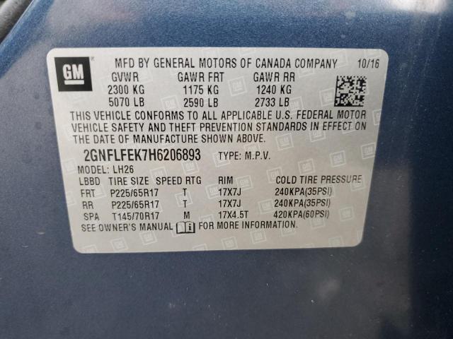 2GNFLFEK7H6206893 - 2017 CHEVROLET EQUINOX LT 蓝色 照片 13