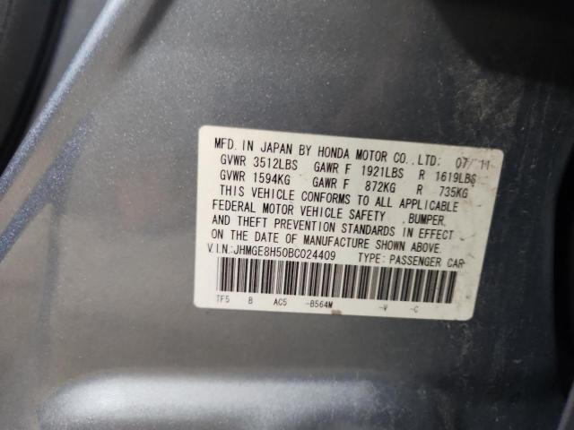JHMGE8H50BC024409 - 2011 HONDA FIT SPORT BLUE photo 13