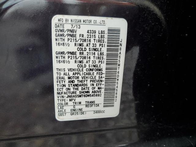 JN8AS5MT6DW545692 - 2013 NISSAN ROGUE S შავი ფოტო 13