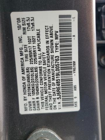 5J6RE48519L005763 - 2009 HONDA CR-V EX GRAY photo 13