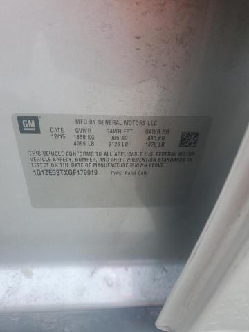 1G1ZE5STXGF179919 - 2016 CHEVROLET MALIBU LT 银色 照片 12