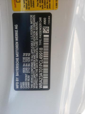 WBA23AT01PCL49918 - 2023 BMW 4 SERIES WHITE photo 12