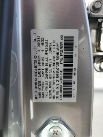 JH4CU2F64BC017540 - 2011 ACURA TSX SILVER photo 12