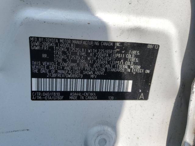 2T3BFREV7DW089079 - 2013 TOYOTA RAV4 LE WHITE photo 13