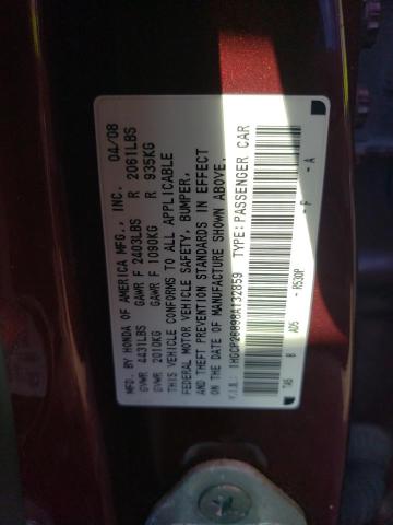 1HGCP26898A132859 - 2008 HONDA ACCORD EXL BURGUNDY photo 12