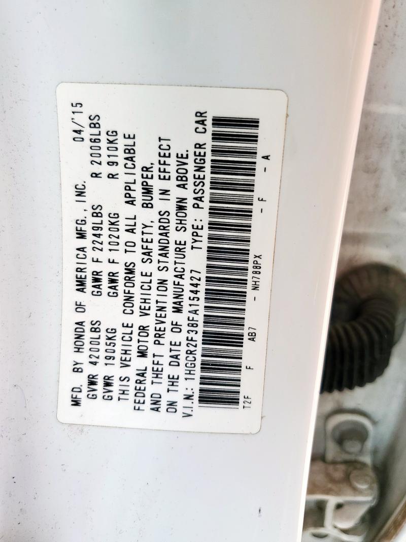 1HGCR2F38FA154427 - 2015 HONDA ACCORD LX WHITE photo 13