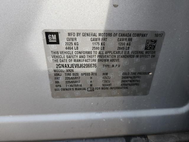 2GNAXJEV8J6206676 - 2018 CHEVROLET EQUINOX LT Silber Foto 13