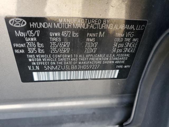 5NMZU3LB8JH059227 - 2018 HYUNDAI SANTA FE S SILVER photo 13