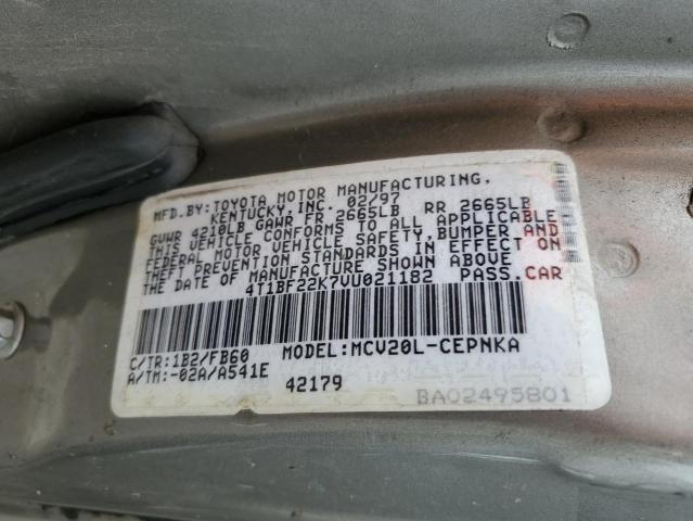 4T1BF22K7VU021182 - 1997 TOYOTA CAMRY CE BROWN photo 13