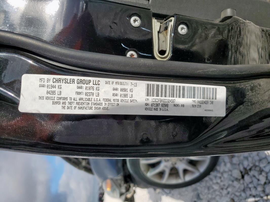 1C3CDFBA3DD324587 - 2013 DODGE DART SXT შავი ფოტო 12