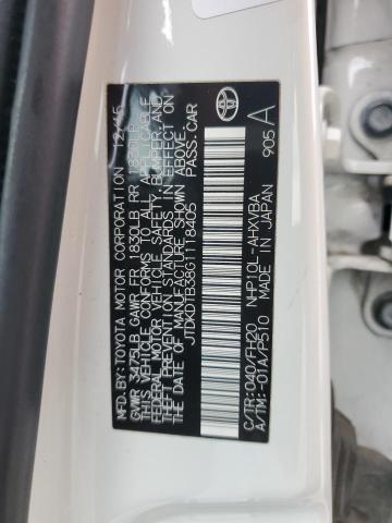JTDKDTB38G1118405 - 2016 TOYOTA PRIUS C WHITE photo 13