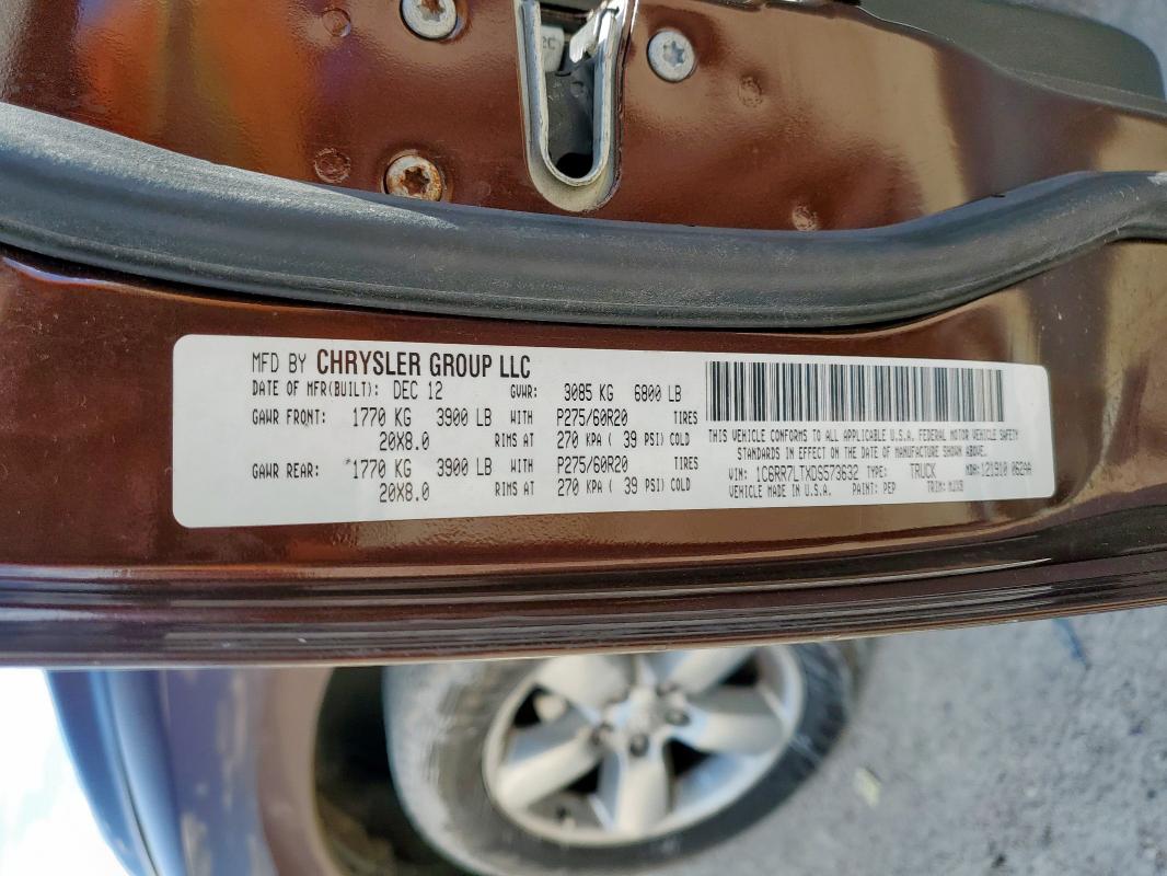 1C6RR7LTXDS573632 - 2013 RAM 1500 SLT BROWN photo 12