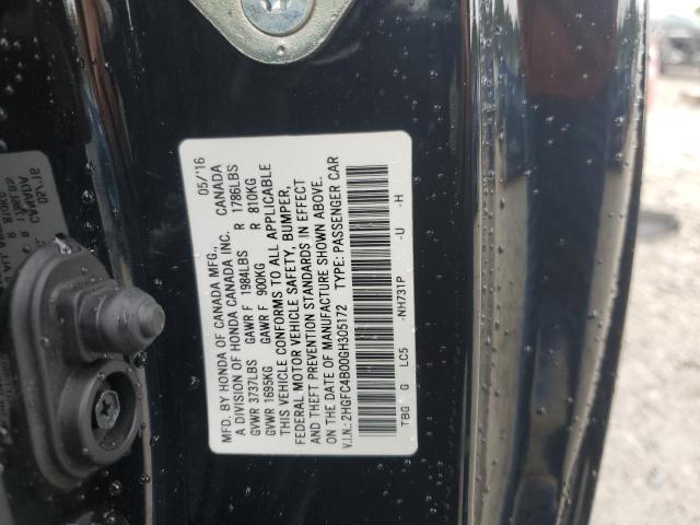 2HGFC4B00GH305172 - 2016 HONDA CIVIC LX 黑色 照片 12