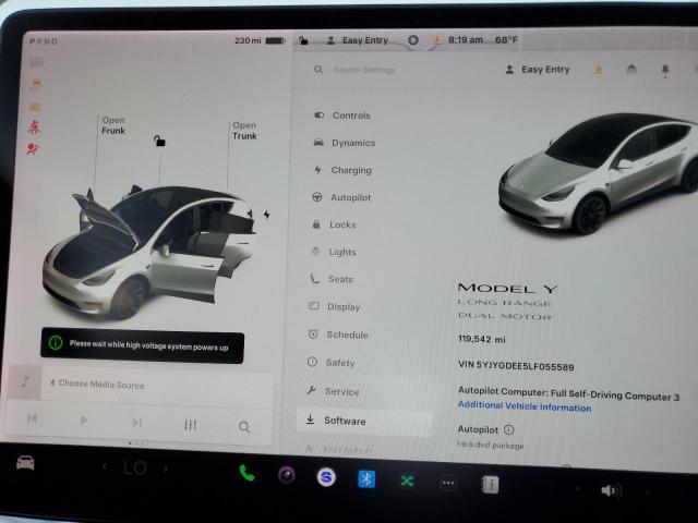 5YJYGDEE5LF055589 - 2020 TESLA MODEL Y WHITE photo 9