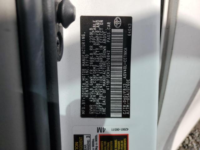 4T1BF3EK9AU576842 - 2010 TOYOTA CAMRY BASE WHITE photo 12