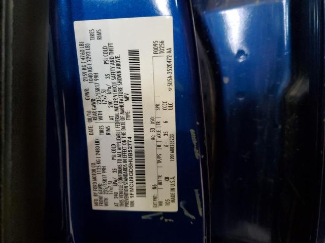 1FMCU9GD5HUB52774 - 2017 FORD ESCAPE SE Көк фото 13