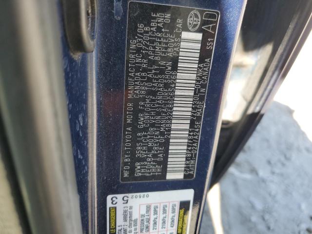 2T1BR32E86C654266 - 2006 TOYOTA COROLLA CE BLUE photo 13