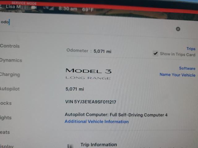 5YJ3E1EA9SF011217 - 2025 TESLA MODEL 3 ლურჯი ფოტო 9