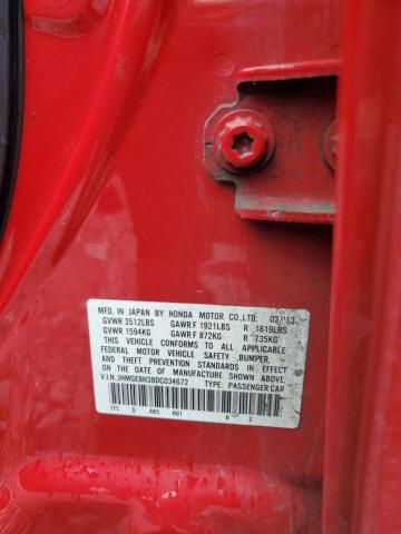 JHMGE8H38DC034672 - 2013 HONDA FIT RED photo 12