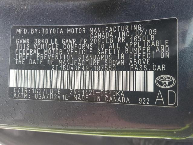 2T1BU40E49C187553 - 2009 TOYOTA COROLLA BASE Boz foto 13