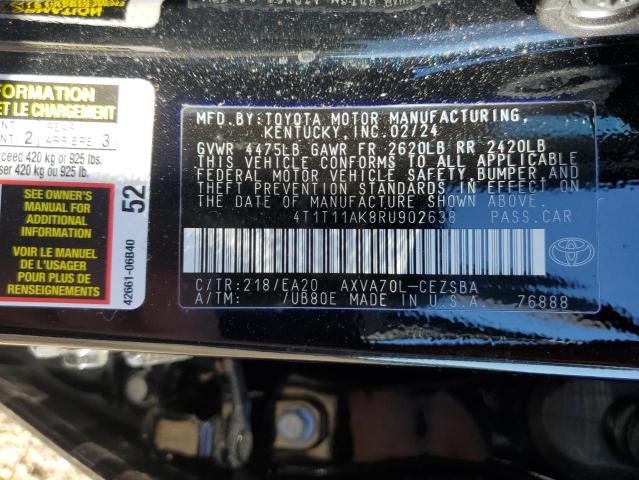 4T1T11AK8RU902638 - 2024 TOYOTA CAMRY SE NIGHT SHADE BLACK photo 13