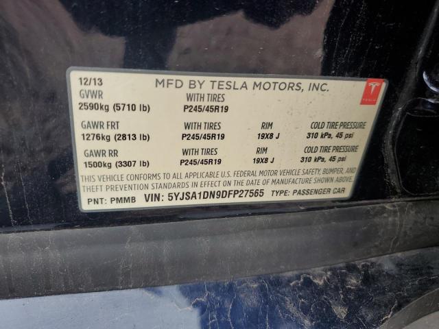 5YJSA1DN9DFP27565 - 2013 TESLA MODEL S BLUE photo 12