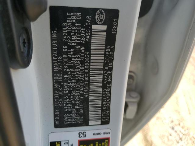 4T1B61HKXJU083834 - 2018 TOYOTA CAMRY XSE თეთრი ფოტო 12