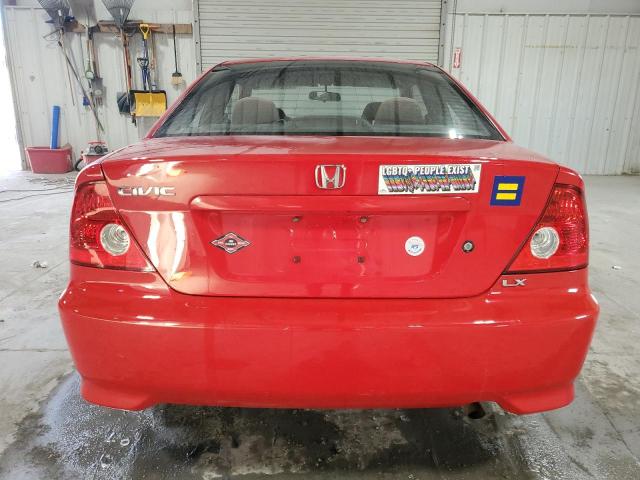 1HGEM22625L068881 - 2005 HONDA CIVIC LX RED photo 6