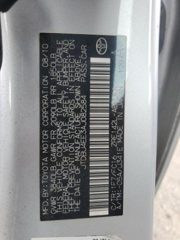 JTDBU4EE3AJ082584 - 2010 TOYOTA COROLLA BASE Серебристый фото 12