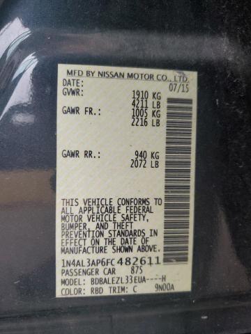 1N4AL3AP6FC482611 - 2015 NISSAN ALTIMA 2.5 გრაფიტი ფოტო 12